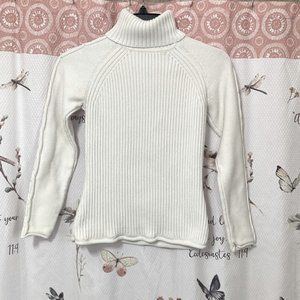 Style & Co. Womens Petite Ribbed Knit Turtleneck Sweater Ivory/White